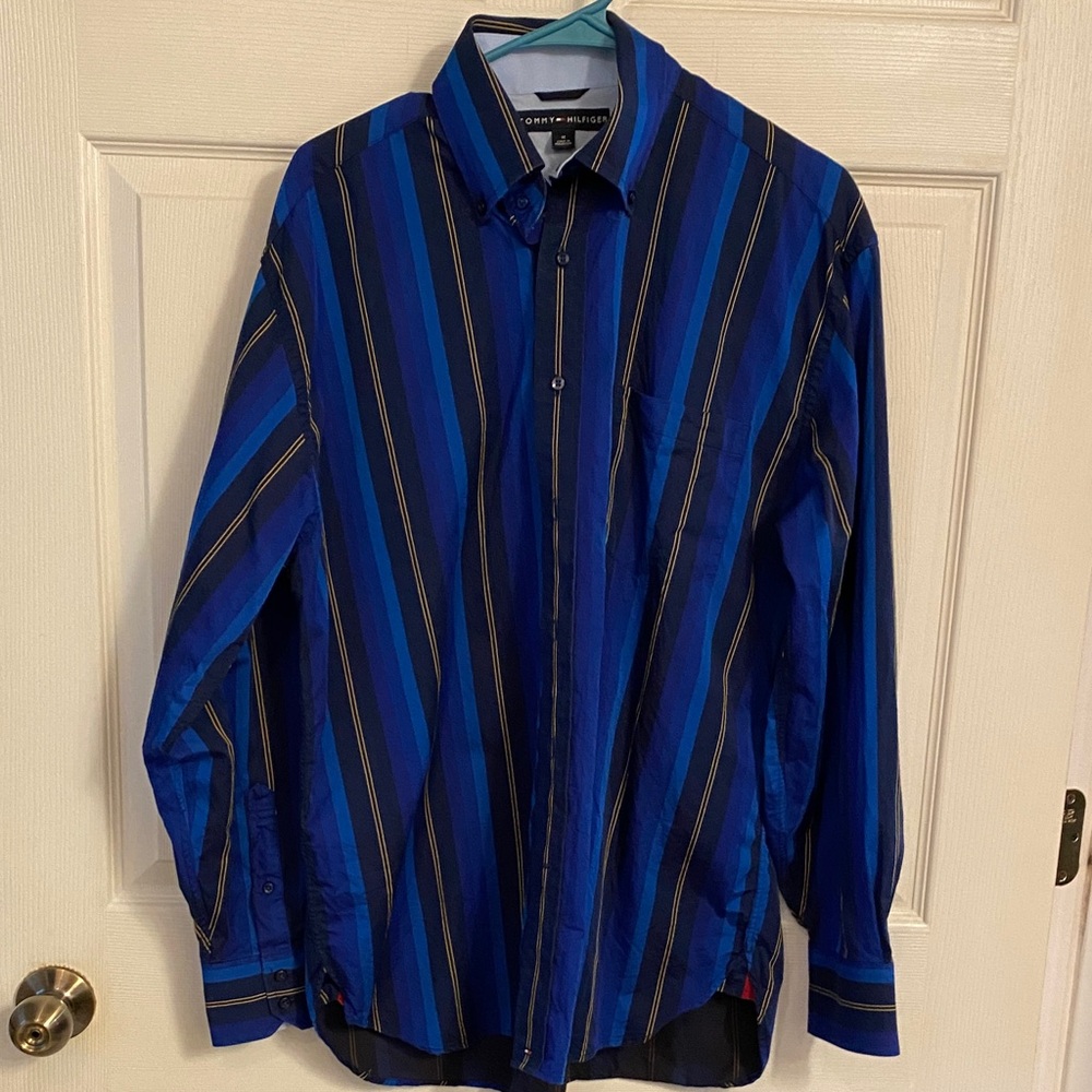 Tommy Hilfiger Men's Blue Striped Shirt